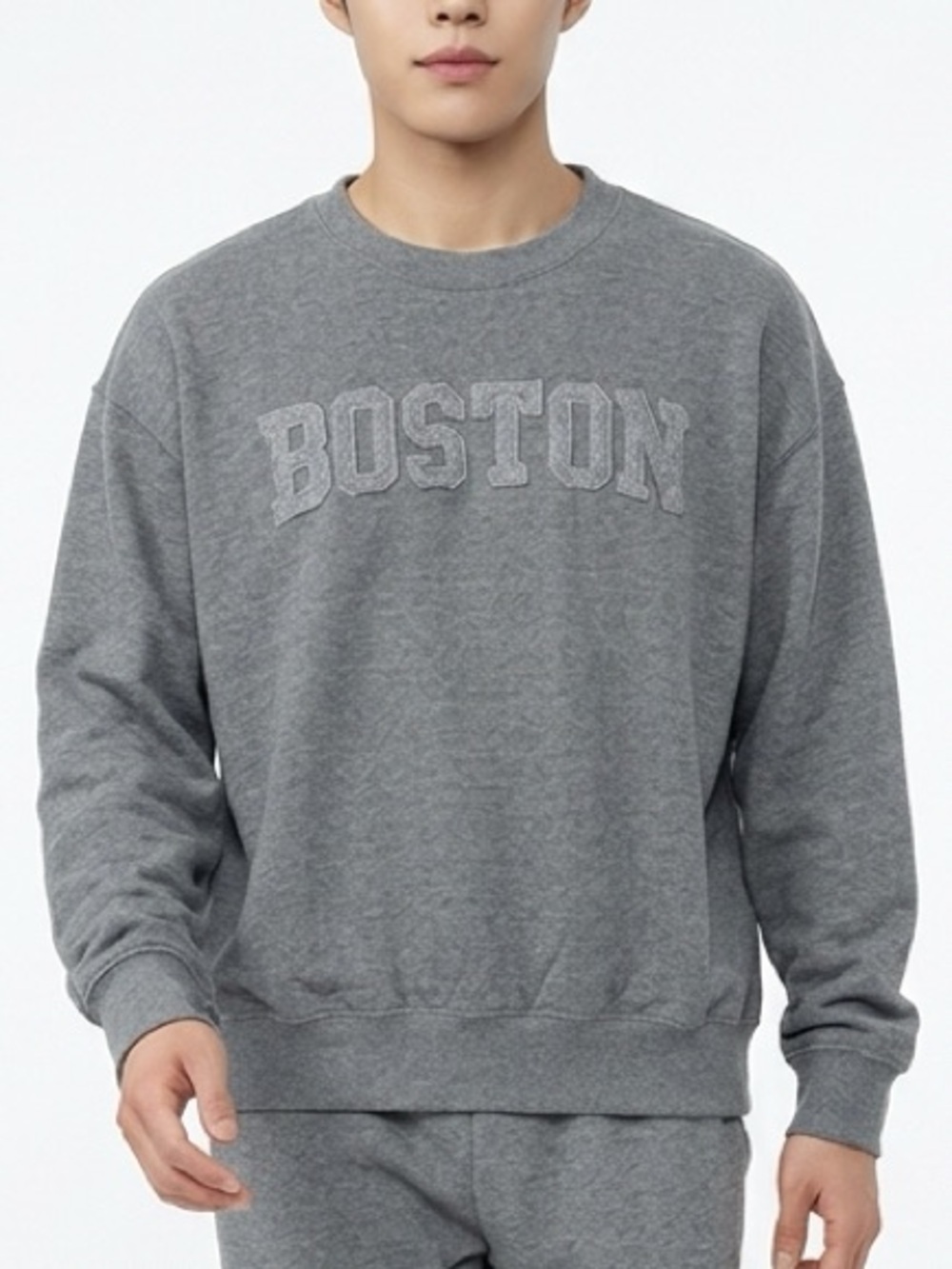 NEW YORK POPULAR | Gray Crewneck Boston Sweatshirt Unisex Size X-Large